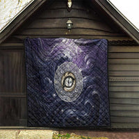 Pakhet Panther Quilt with Cosmic Feline Eye on Starry Night River