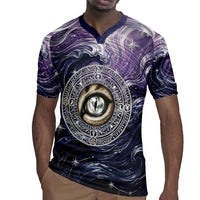 Pakhet Panther Rugby Jersey with Cosmic Feline Eye on Starry Night River