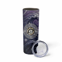 Pakhet Panther Skinny Tumbler with Cosmic Feline Eye on Starry Night River