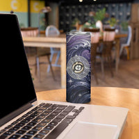 Pakhet Panther Skinny Tumbler with Cosmic Feline Eye on Starry Night River