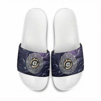Pakhet Panther Slide Sandals with Cosmic Feline Eye on Starry Night River