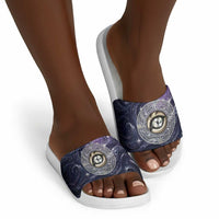 Pakhet Panther Slide Sandals with Cosmic Feline Eye on Starry Night River