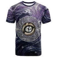 Pakhet Panther T shirt with Cosmic Feline Eye on Starry Night River