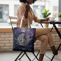 Pakhet Panther Tote Bag with Cosmic Feline Eye on Starry Night River