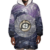 Pakhet Panther Wearable Blanket Hoodie with Cosmic Feline Eye on Starry Night River