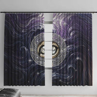 Pakhet Panther Window Curtain with Cosmic Feline Eye on Starry Night River