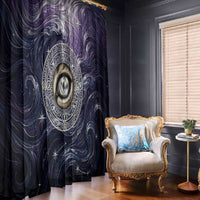 Pakhet Panther Window Curtain with Cosmic Feline Eye on Starry Night River