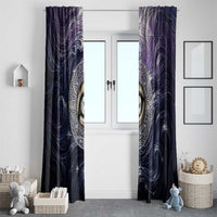 Pakhet Panther Window Curtain with Cosmic Feline Eye on Starry Night River