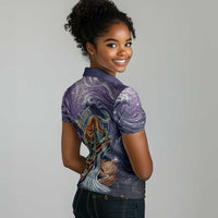 Pakhet Panther Women Polo Shirt with Cosmic Feline Eye on Starry Night River