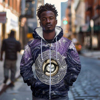 Pakhet Panther Zip Hoodie with Cosmic Feline Eye on Starry Night River