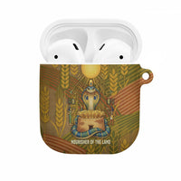 Renenutet  Golden Cobra AirPods Case with Wheat Motif in Egyptian Agricultural Theme