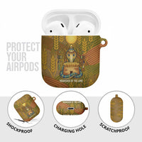 Renenutet  Golden Cobra AirPods Case with Wheat Motif in Egyptian Agricultural Theme