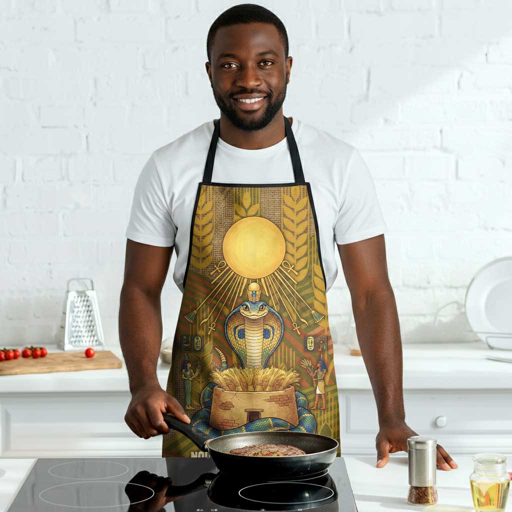 Renenutet  Golden Cobra Apron with Wheat Motif in Egyptian Agricultural Theme