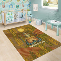 Renenutet  Golden Cobra Area Rug with Wheat Motif in Egyptian Agricultural Theme