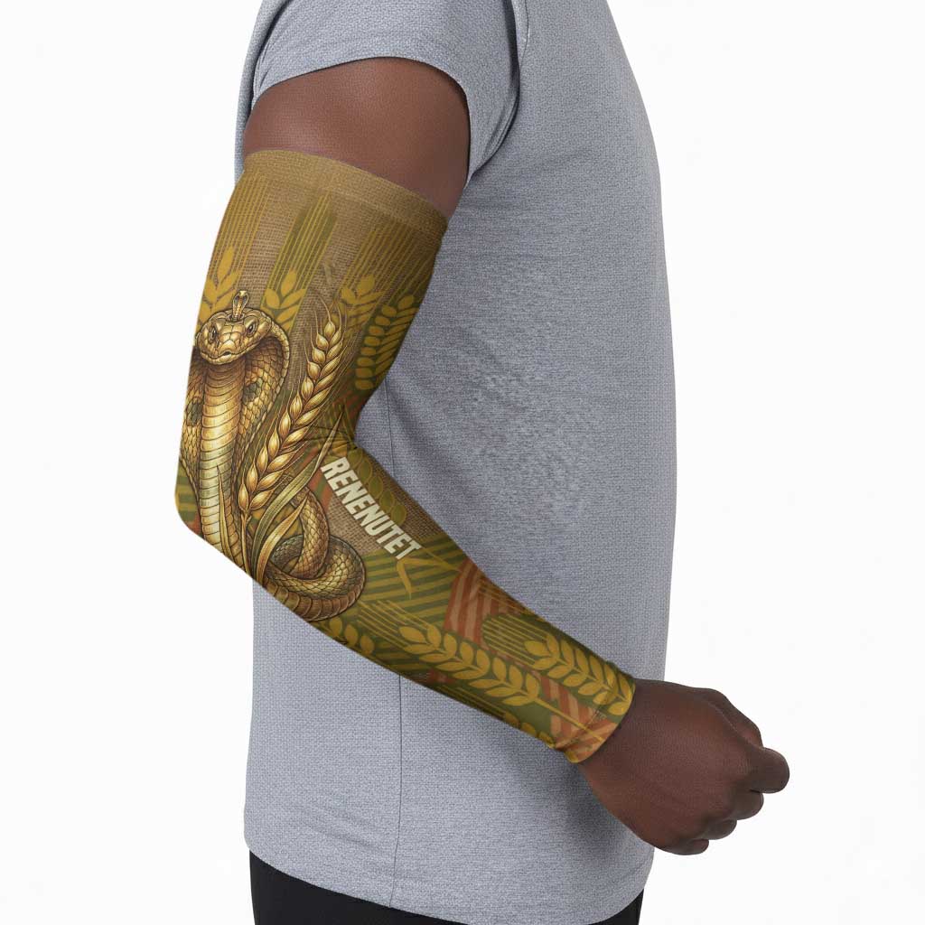 Renenutet  Golden Cobra Arm Sleeves with Wheat Motif in Egyptian Agricultural Theme