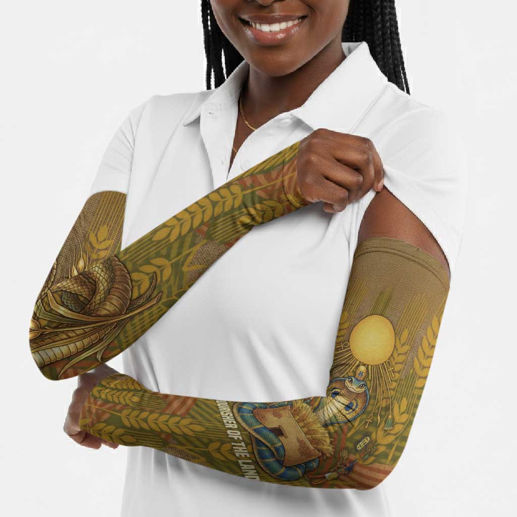 Renenutet  Golden Cobra Arm Sleeves with Wheat Motif in Egyptian Agricultural Theme