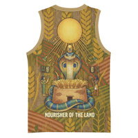 Renenutet  Golden Cobra Basketball Jersey with Wheat Motif in Egyptian Agricultural Theme