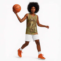 Renenutet  Golden Cobra Basketball Jersey with Wheat Motif in Egyptian Agricultural Theme