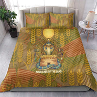 Renenutet  Golden Cobra Bedding Set with Wheat Motif in Egyptian Agricultural Theme