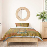 Renenutet  Golden Cobra Bedding Set with Wheat Motif in Egyptian Agricultural Theme