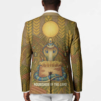Renenutet  Golden Cobra Blazer with Wheat Motif in Egyptian Agricultural Theme