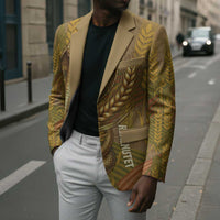 Renenutet  Golden Cobra Blazer with Wheat Motif in Egyptian Agricultural Theme