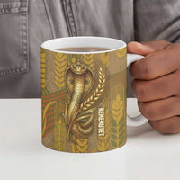 Renenutet  Golden Cobra Ceramic Mug with Wheat Motif in Egyptian Agricultural Theme
