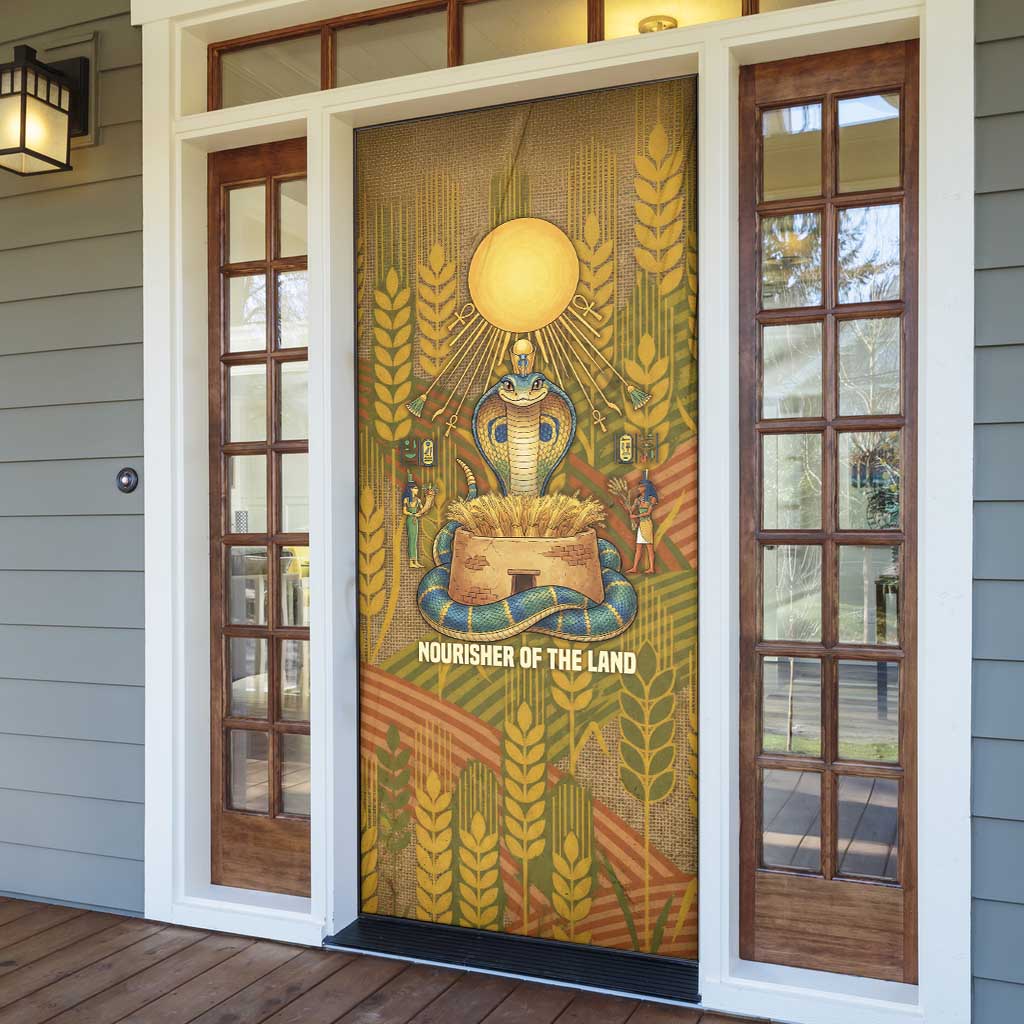 Renenutet  Golden Cobra Door Cover with Wheat Motif in Egyptian Agricultural Theme