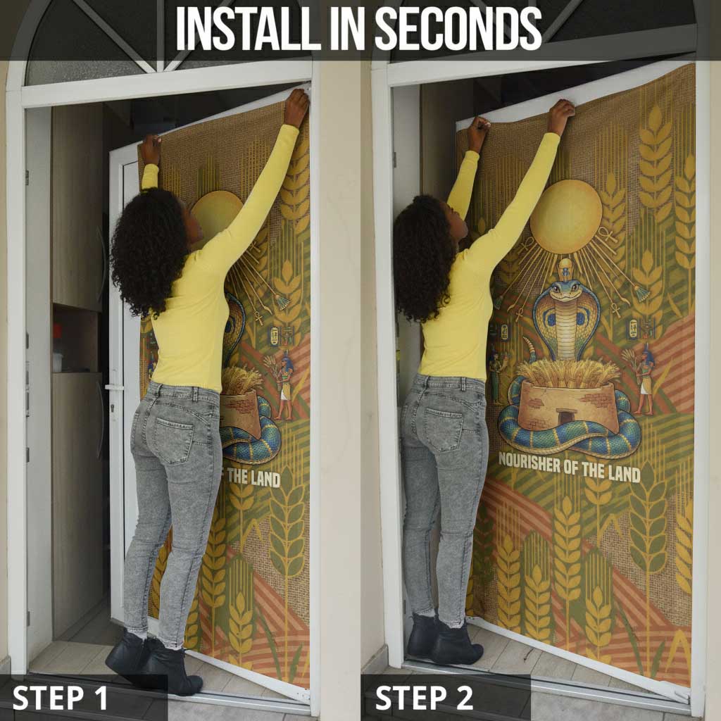 Renenutet  Golden Cobra Door Cover with Wheat Motif in Egyptian Agricultural Theme
