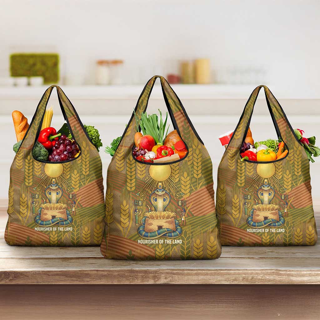 Renenutet  Golden Cobra Grocery Bag with Wheat Motif in Egyptian Agricultural Theme