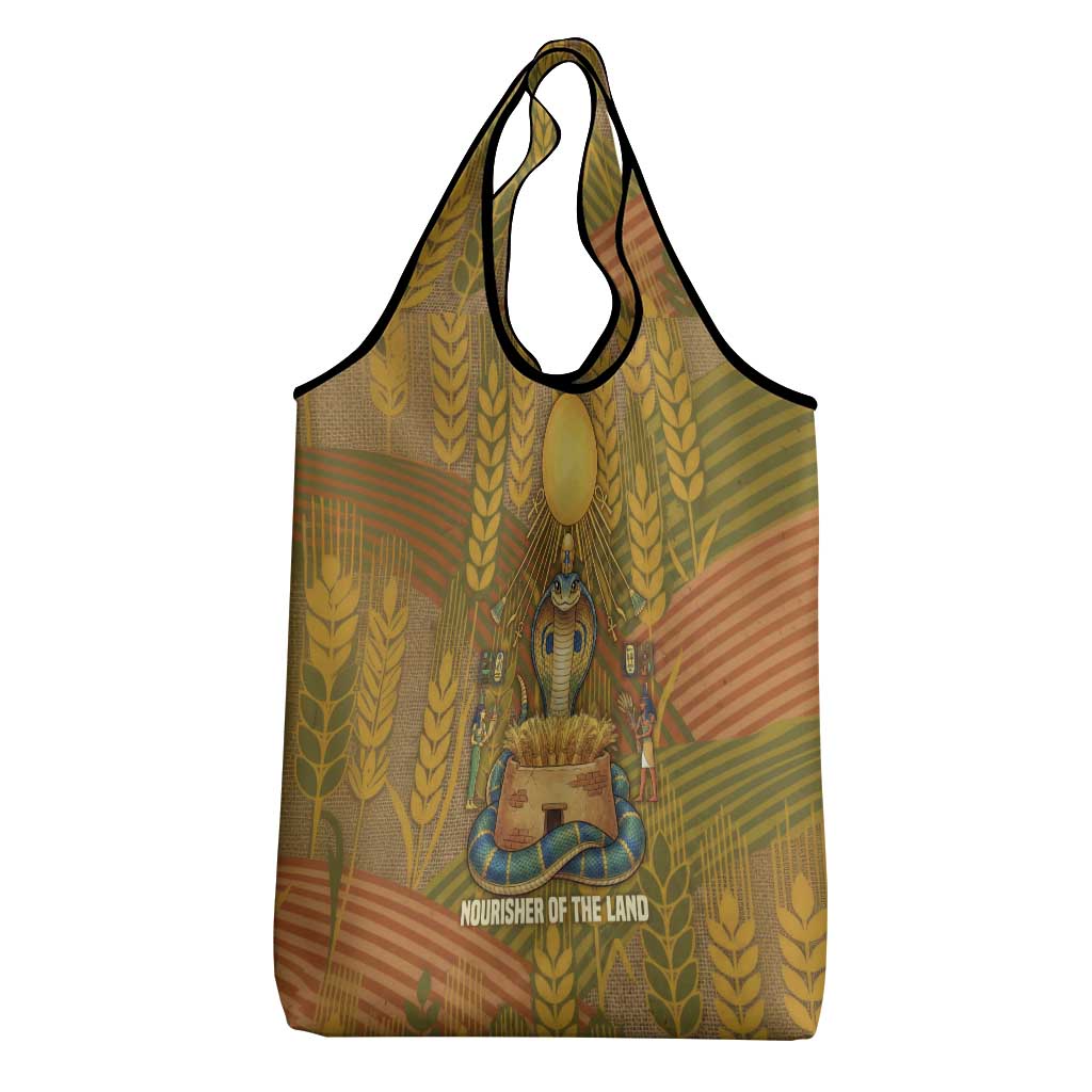 Renenutet  Golden Cobra Grocery Bag with Wheat Motif in Egyptian Agricultural Theme