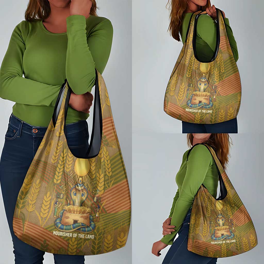 Renenutet  Golden Cobra Grocery Bag with Wheat Motif in Egyptian Agricultural Theme