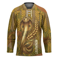 Renenutet  Golden Cobra Hockey Jersey with Wheat Motif in Egyptian Agricultural Theme