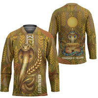 Renenutet  Golden Cobra Hockey Jersey with Wheat Motif in Egyptian Agricultural Theme