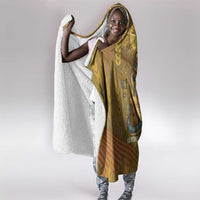 Renenutet  Golden Cobra Hooded Blanket with Wheat Motif in Egyptian Agricultural Theme