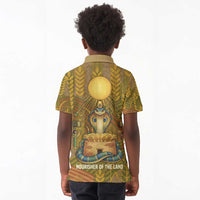 Renenutet  Golden Cobra Kid Polo Shirt with Wheat Motif in Egyptian Agricultural Theme