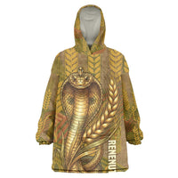Renenutet  Golden Cobra Kid Wearable Blanket Hoodie with Wheat Motif in Egyptian Agricultural Theme