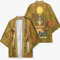 Renenutet  Golden Cobra Kimono with Wheat Motif in Egyptian Agricultural Theme