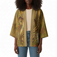 Renenutet  Golden Cobra Kimono with Wheat Motif in Egyptian Agricultural Theme