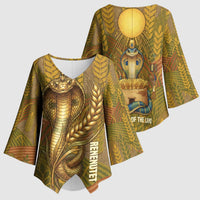 Renenutet  Golden Cobra Kimono Sleeve Blouse with Wheat Motif in Egyptian Agricultural Theme