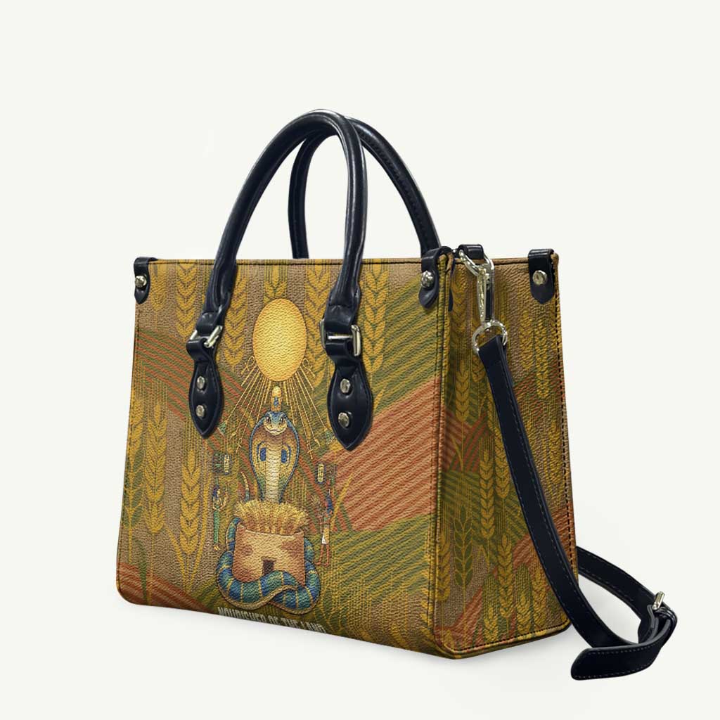Renenutet  Golden Cobra Leather Bag with Wheat Motif in Egyptian Agricultural Theme