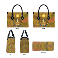 Renenutet  Golden Cobra Leather Bag with Wheat Motif in Egyptian Agricultural Theme