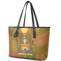 Renenutet  Golden Cobra Leather Tote Bag with Wheat Motif in Egyptian Agricultural Theme