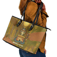 Renenutet  Golden Cobra Leather Tote Bag with Wheat Motif in Egyptian Agricultural Theme
