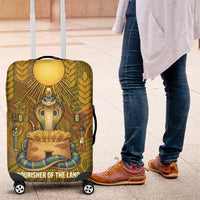 Renenutet  Golden Cobra Luggage Cover with Wheat Motif in Egyptian Agricultural Theme