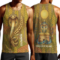 Renenutet  Golden Cobra Men Tank Top with Wheat Motif in Egyptian Agricultural Theme