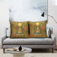 Renenutet  Golden Cobra Pillow Cover with Wheat Motif in Egyptian Agricultural Theme