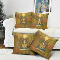Renenutet  Golden Cobra Pillow Cover with Wheat Motif in Egyptian Agricultural Theme