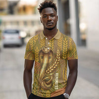Renenutet  Golden Cobra Polo Shirt with Wheat Motif in Egyptian Agricultural Theme