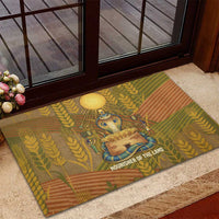 Renenutet  Golden Cobra Rubber Doormat with Wheat Motif in Egyptian Agricultural Theme